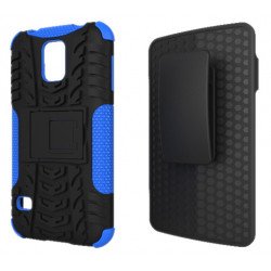 Samsung Galaxy S5 Rugged Hybrid Case Stand and Holster Clip (Blue)